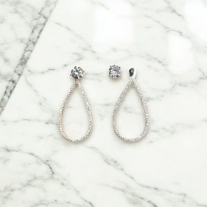 Brinco de Gota Vazado Cravejado - Prata 925 - Atacado